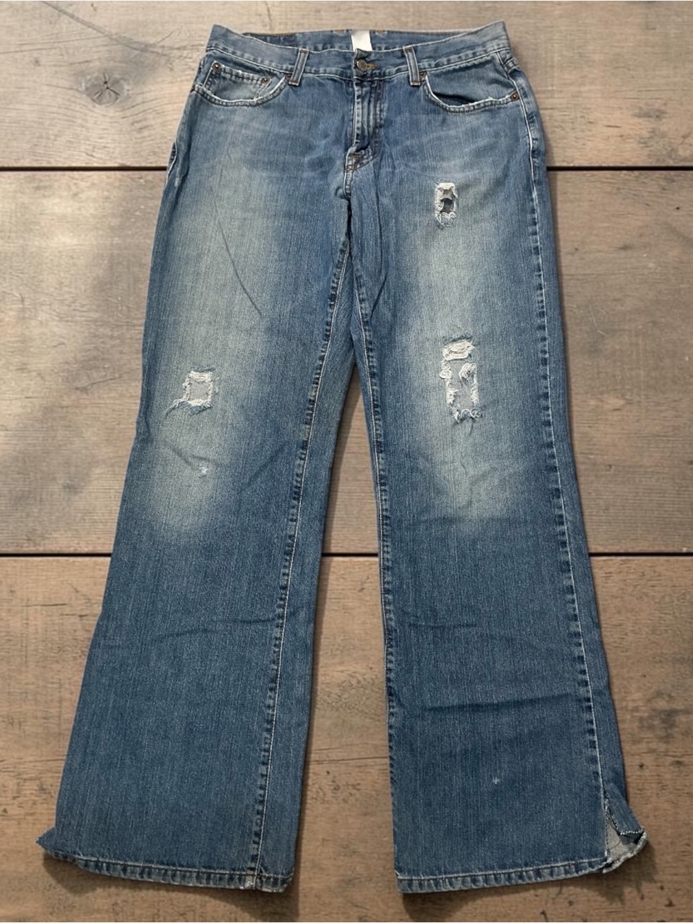 Lucky Brand Dungarees by Gene Montesano Distressed Ripped Lazy Day Jeans
